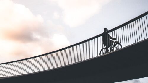 Cyclist, Minimalism, Bridge Free Wallpapers Download