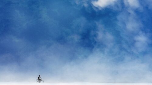 Cyclist, Minimalism, Sky Free Wallpapers Download