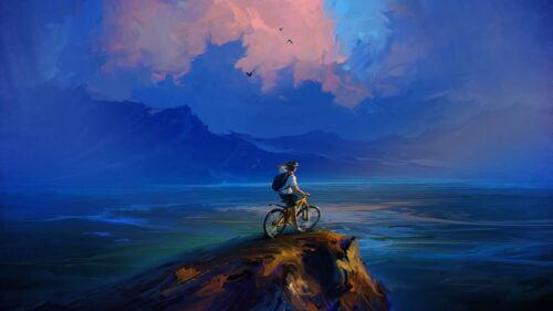Cyclist, Rock, Cliff Free Wallpapers Download