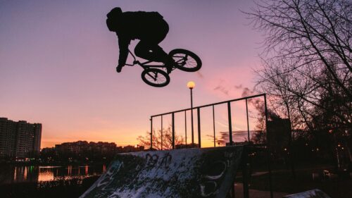Cyclist, Trick, Silhouette, City Free Wallpapers Download