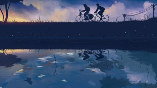 Cyclists, Silhouettes, Art Free Wallpapers Download