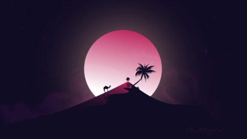 Desert, Hill, Moon HD Wallpapers Free Download