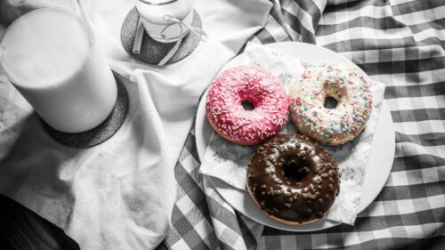 Donuts, Milk, icing, Tablecloth HD Wallpapers Free Download