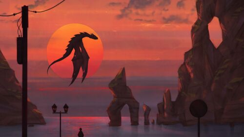 Dragon, Sun, Sunset HD Wallpapers Free Download