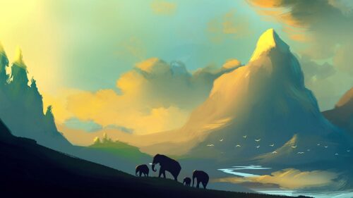 Elephants, Landscape, Picture Wallpapers Free Download