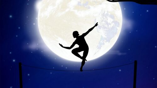 Equilibrist, Silhouette, Moon Wallpapers Free Download