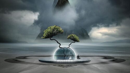 Fantasy, Tree, Clouds Desktop Wallpapers Free Download