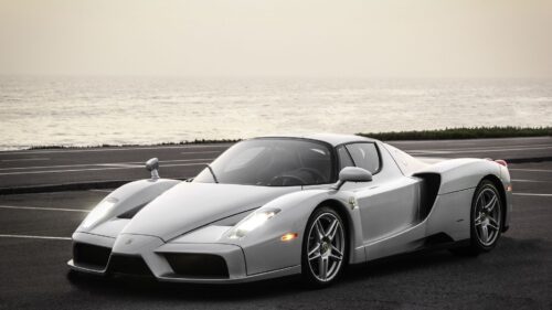 Ferrari Enzo, Silver, Sea, Background Desktop Wallpapers Free Download