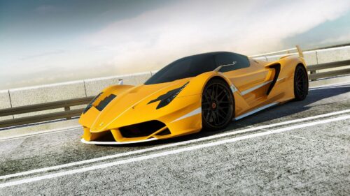 Ferrari, Render, F706, Yellow, Side View Desktop Wallpapers Free Download