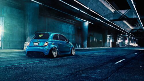 Fiat 500, Abarth, Blue, Rear, View Desktop Wallpapers Free Download
