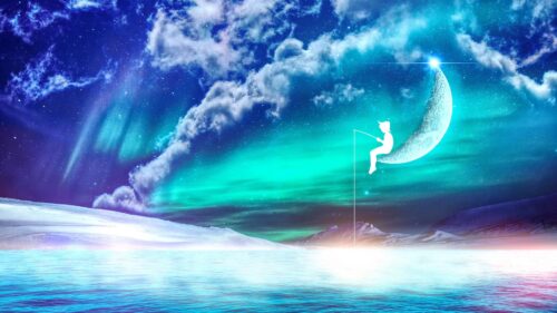 Fisherman, Moon, Fantasy Desktop Wallpapers Free Download