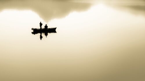 Fisherman, Boat, Lake Desktop Wallpapers Free Download