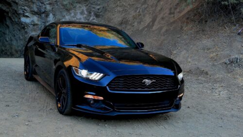 Ford Mustang, Black, Front View Wallpapers For Desktop