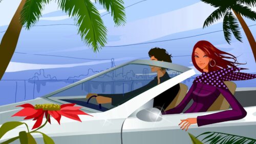 Girl, Boy, Car, Palms HD Wallpapers