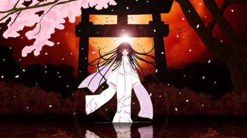 Girl, Brunette, Look, Kimono, Moon HD Wallpapers