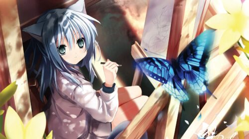 Girl, Butterfly, Drawing, Nature Free Wallpapers Download