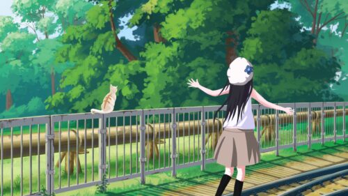 Girl, Cat, Railway Free Wallpapers Download
