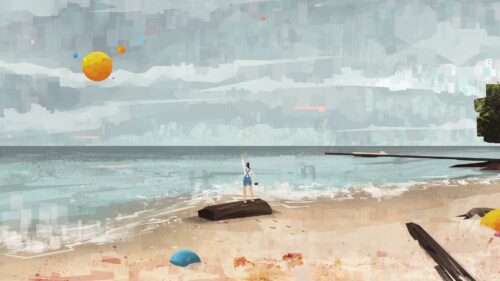 Girl, Coast, Canvas Free Wallpapers Download