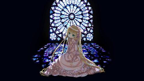 Girl, Dress, Window, Stained, Glass, Sadness Free Wallpapers Download