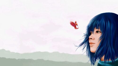 Girl Face, Bird, Eyes Free Wallpapers Download