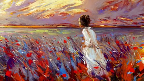 Girl, Field, Flowers Free Wallpapers Download