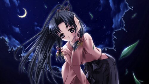 Girl, Night, Hair, Posture, Leaf Free Wallpapers Download