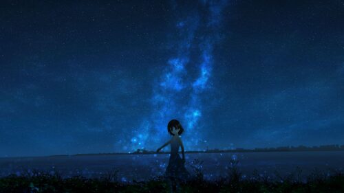 Girl, Night, Starry, Sky Free Wallpapers Download