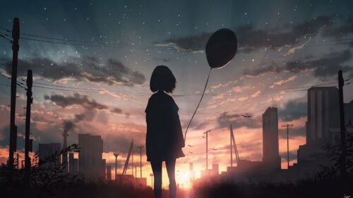 Girl, Silhouette, Balloon Free Wallpapers Download