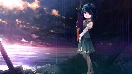 Girl, Sky, Sea, Debris Free Wallpapers Download