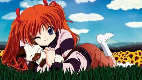 Girl, Smile, Cat, Flirt, Sunflower Free Wallpapers Download