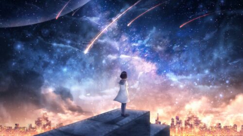 Girl, Starfall, Space Free Wallpapers Download