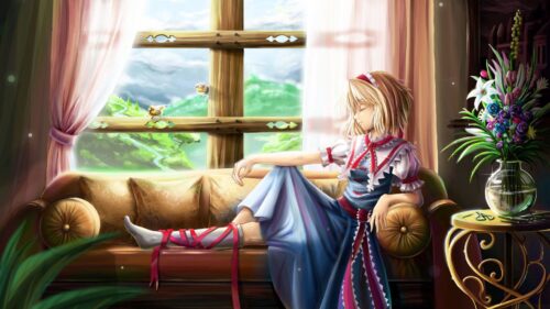 Girl, Table, Window, Landscape Desktop HD Wallpapers Free Download