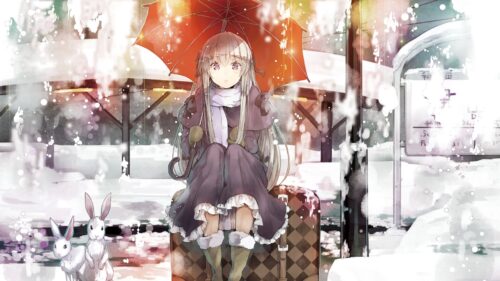 Girl, Umbrella, Snow Desktop HD Wallpapers Free Download