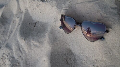 Glasses, Sand, Reflection Desktop HD Wallpapers Free Download