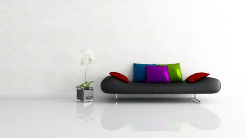 Graphics, interior, Sofa, Cushion Desktop HD Wallpapers Free Download