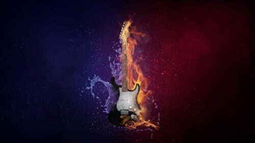 Guitar, Fire, Water PC Wallpapers Free Download