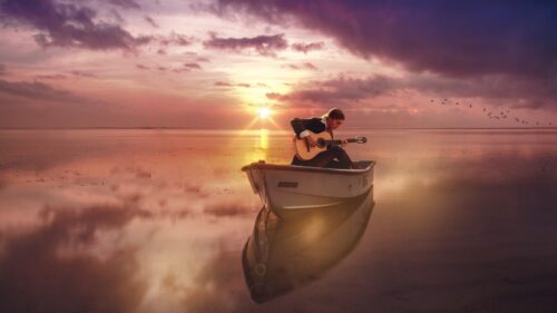Guitar, Guitarist, Boat PC Wallpapers Free Download