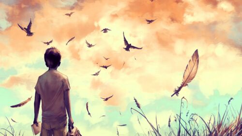 Guy, Birds, Art PC Wallpapers Free Download
