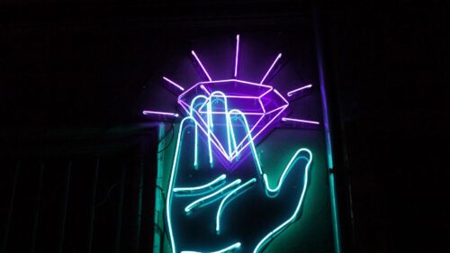 Hand, Neon, Diamond, Backlight Wallpapers Free Download