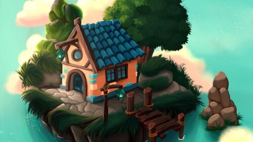 House, Art, Island HD Wallpapers Free Download
