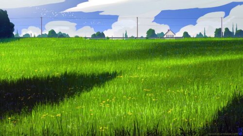 House, Meadow, Art HD Wallpapers Free Download