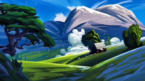 House, Mountains, Art HD Wallpapers Free Download