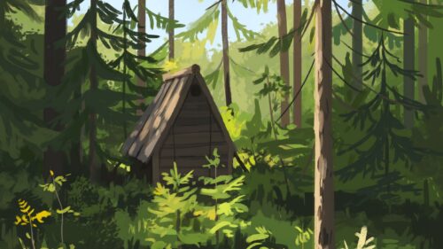 Hut, Forest, Paint HD Wallpapers Free Download