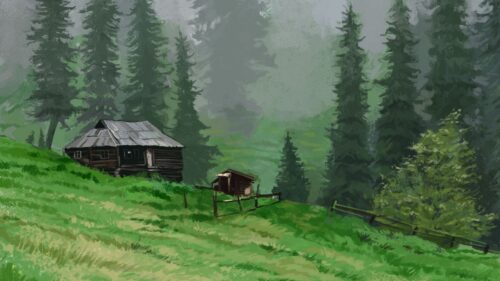 Hut, Trees, Grass HD Wallpapers Free Download