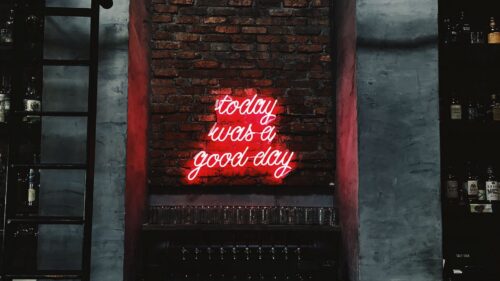 Inscription, Wall, Lighting Free Wallpapers Download