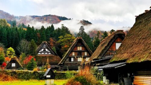 Japan Shirakawa, Houses, Mountains HD Wallpapers