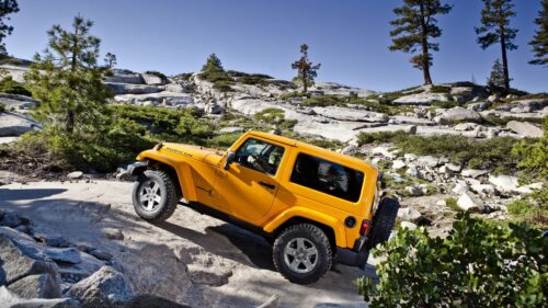 Jeep Wrangler, Yellow, Mountains HD Wallpapers