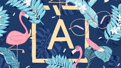 Letter, Flamingo, Leaves Perfect Wallpapers Download