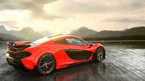 Mclaren P1, Red Rear Free Wallpapers Download