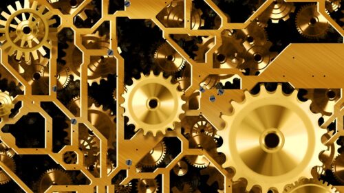 Mechanism, Gears, Gold Free Wallpapers Download